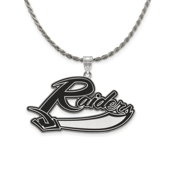 Sterling Silver Mt Union College XL Enamel Pendant Necklace - 18 Inch